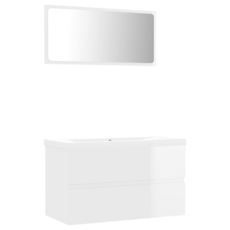 vidaXL Juego de muebles de baño madera de ingeniería blanco brillo