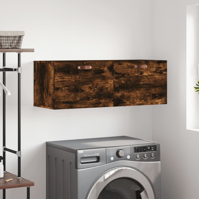 vidaXL Armario de pared madera ingeniería roble ahumado 100x36,5x35 cm