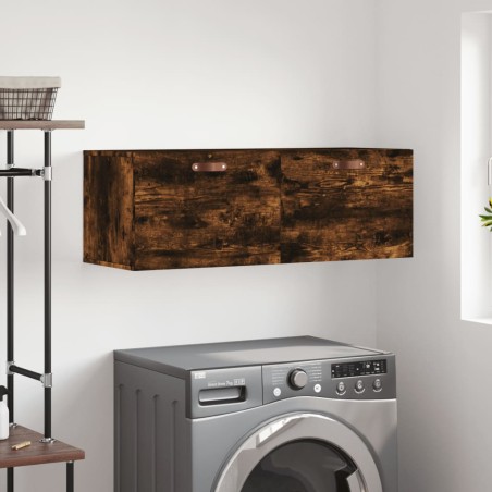 vidaXL Armario de pared madera ingeniería roble ahumado 100x36,5x35 cm