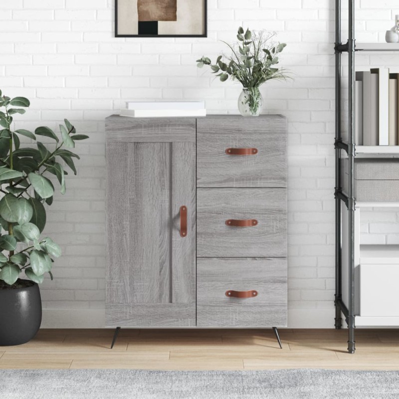 vidaXL Aparador de madera de ingeniería gris Sonoma 69,5x34x90 cm