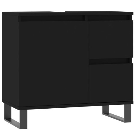 vidaXL Armario de baño madera contrachapada negro 65x33x60 cm