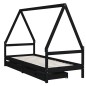 vidaXL Estructura cama infantil y cajones madera pino negro 90x190 cm vidaXL Estructura cama infantil y cajones madera pino negro 90x190 cm