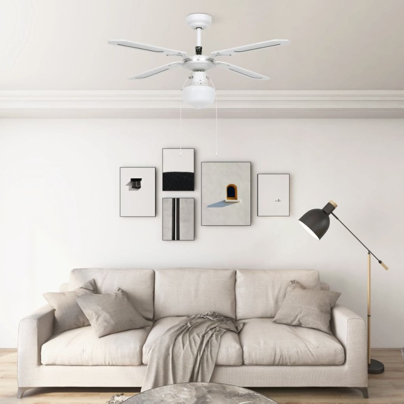 vidaXL Ventilador de techo con lámpara blanco 106 cm vidaXL Ventilador de techo con lámpara blanco 106 cm