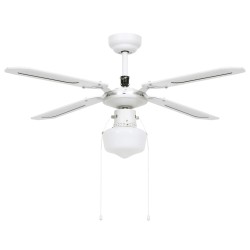 vidaXL Ventilador de techo con lámpara blanco 106 cm