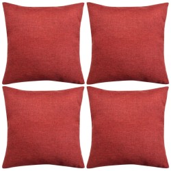 vidaXL Fundas de cojines 4 uds apariencia de lino burdeos 80x80 cm