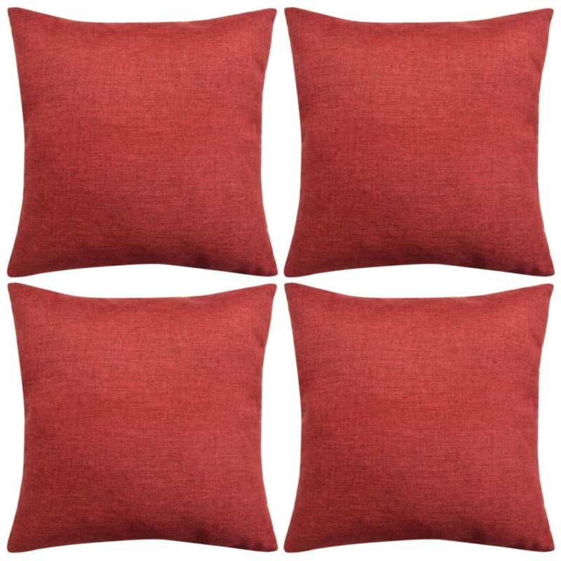 vidaXL Fundas de cojines 4 uds apariencia de lino burdeos 80x80 cm vidaXL Fundas de cojines 4 uds apariencia de lino burdeos 80x80 cm