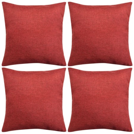 vidaXL Fundas de cojines 4 uds apariencia de lino burdeos 80x80 cm