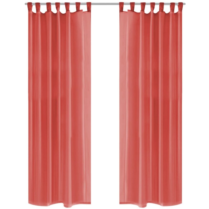 vidaXL Cortinas de gasa 2 unidades 140x225 cm rojo vidaXL Cortinas de gasa 2 unidades 140x225 cm rojo