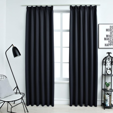 vidaXL Cortinas opacas con ganchos 2 piezas gris antracita 140x245 cm