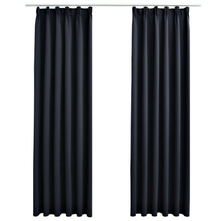vidaXL Cortinas opacas con ganchos 2 piezas gris antracita 140x245 cm