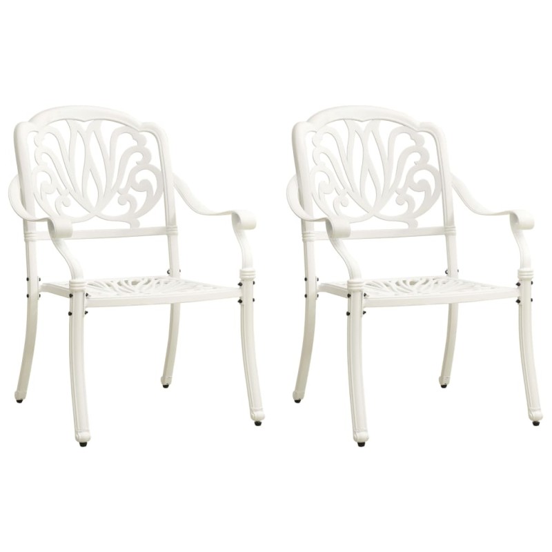 vidaXL Sillas de jardín 2 unidades aluminio fundido blanco vidaXL Sillas de jardín 2 unidades aluminio fundido blanco