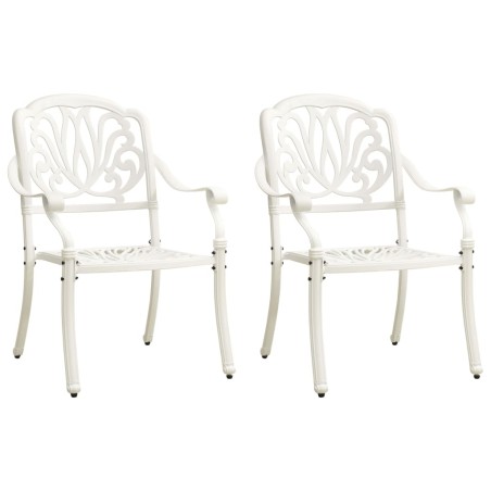 vidaXL Sillas de jardín 2 unidades aluminio fundido blanco