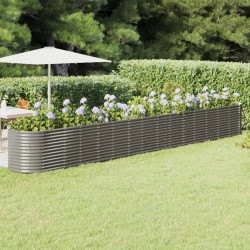 vidaXL Jardinera arriate acero recubrimiento polvo gris 620x80x68 cm