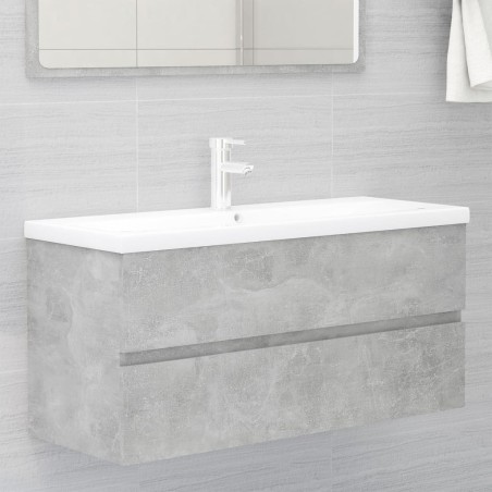 vidaXL Mueble con lavabo madera de ingeniería gris hormigón