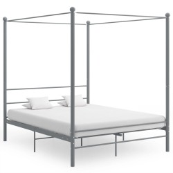 vidaXL Estructura de cama con dosel metal gris 160x200 cm 