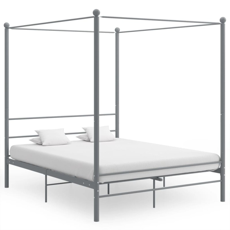 vidaXL Estructura de cama con dosel metal gris 160x200 cm 