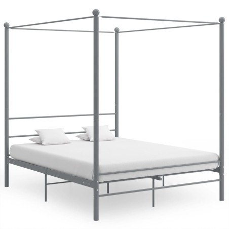 vidaXL Estructura de cama con dosel metal gris 160x200 cm 