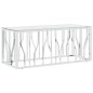 vidaXL Mesa de centro acero inoxidable y vidrio plateada 110x45x45 cm