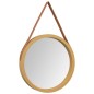 vidaXL Espejo de pared con correa dorado Ø35 cm vidaXL Espejo de pared con correa dorado Ø35 cm