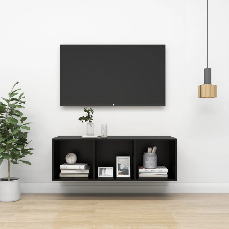 vidaXL Mueble de pared para TV madera contrachapada negro 37x37x107 cm vidaXL Mueble de pared para TV madera contrachapada negro 37x37x107 cm
