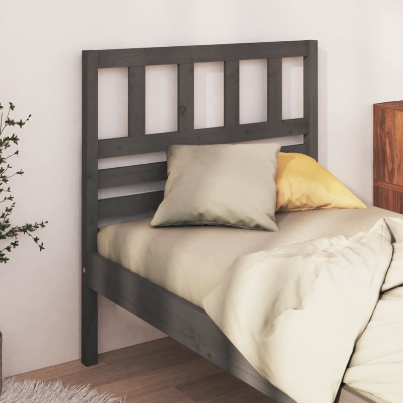 vidaXL Cabecero de cama madera maciza de pino gris 81x4x100 cm vidaXL Cabecero de cama madera maciza de pino gris 81x4x100 cm