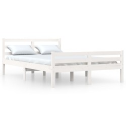 vidaXL Estructura de cama doble madera maciza blanco 135x190 cm