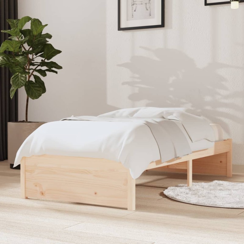 vidaXL Estructura de cama madera maciza 75x190 cm