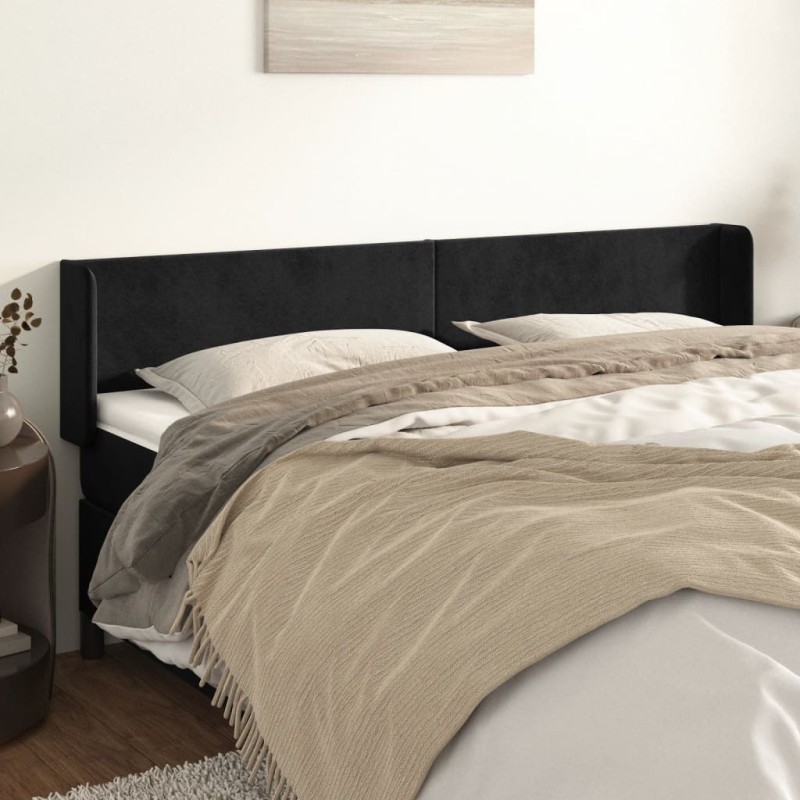 vidaXL Cabecero de terciopelo negro 203x16x78/88 cm vidaXL Cabecero de terciopelo negro 203x16x78/88 cm
