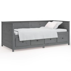 vidaXL Sofá cama madera maciza de pino gris 90x190 cm