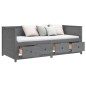 vidaXL Sofá cama madera maciza de pino gris 90x190 cm