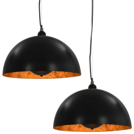 vidaXL Lámparas de techo 2 uds semiesféricas negro y dorado 40 cm E27