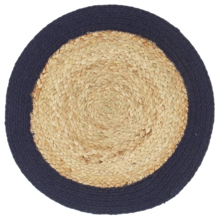 vidaXL Mantel individual 4 uds yute y algodón natural azul marino 38cm