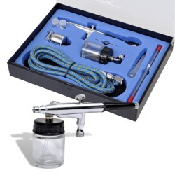 vidaXL Ser de aerógrafo con jarra de vidrio boquillas 0,2 /0,3/0,5 mm
