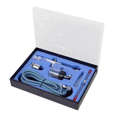 vidaXL Ser de aerógrafo con jarra de vidrio boquillas 0,2 /0,3/0,5 mm