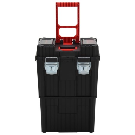 vidaXL Carrito de herramientas de polipropileno negro y rojo