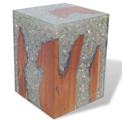 vidaXL Taburete de madera de teca maciza y resina