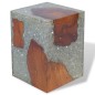 vidaXL Taburete de madera de teca maciza y resina vidaXL Taburete de madera de teca maciza y resina