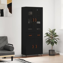 vidaXL Aparador alto madera contrachapada negro 69,5x34x180 cm