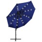 vidaXL Sombrilla voladiza con poste y luces LED azul 300 cm vidaXL Sombrilla voladiza con poste y luces LED azul 300 cm