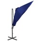 vidaXL Sombrilla voladiza con poste y luces LED azul 300 cm vidaXL Sombrilla voladiza con poste y luces LED azul 300 cm