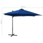 vidaXL Sombrilla voladiza con poste y luces LED azul 300 cm vidaXL Sombrilla voladiza con poste y luces LED azul 300 cm