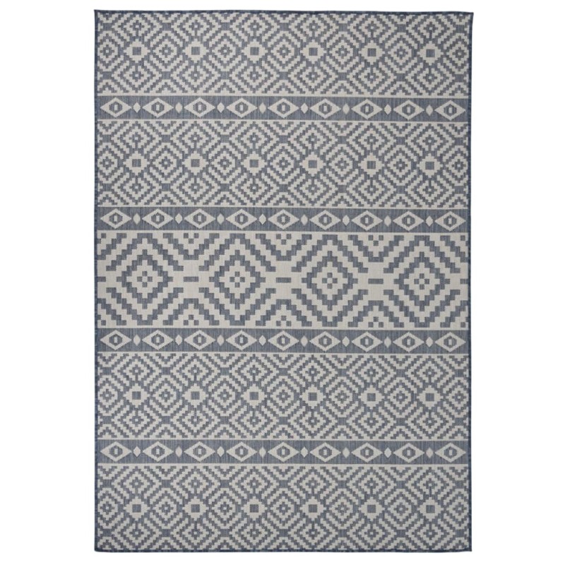 vidaXL Alfombra de exterior de tejido plano rayas azules 160x230 cm vidaXL Alfombra de exterior de tejido plano rayas azules 160x230 cm