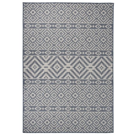 vidaXL Alfombra de exterior de tejido plano rayas azules 160x230 cm