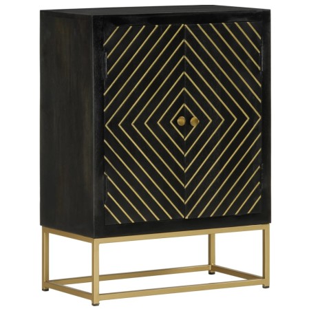 vidaXL Aparador con 2 puertas madera mango negro y dorado 55x30x75 cm