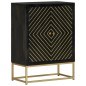 vidaXL Aparador con 2 puertas madera mango negro y dorado 55x30x75 cm vidaXL Aparador con 2 puertas madera mango negro y dorado 55x30x75 cm