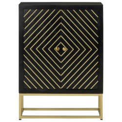 vidaXL Aparador con 2 puertas madera mango negro y dorado 55x30x75 cm