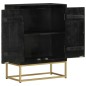 vidaXL Aparador con 2 puertas madera mango negro y dorado 55x30x75 cm vidaXL Aparador con 2 puertas madera mango negro y dorado 55x30x75 cm