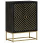 vidaXL Aparador con 2 puertas madera mango negro y dorado 55x30x75 cm vidaXL Aparador con 2 puertas madera mango negro y dorado 55x30x75 cm