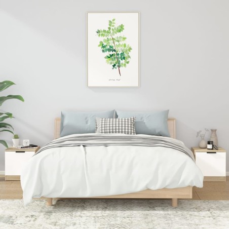 vidaXL Mesitas de noche 2 uds color blanco y roble Sonoma 40x39x40 cm