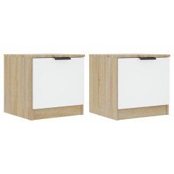 vidaXL Mesitas de noche 2 uds color blanco y roble Sonoma 40x39x40 cm